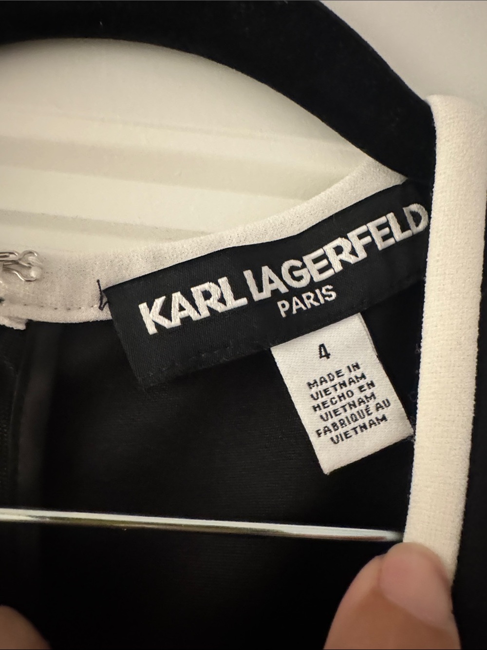 Karl Lagerfeld Black Mini Dress with White Trim - Picture 2 of 5